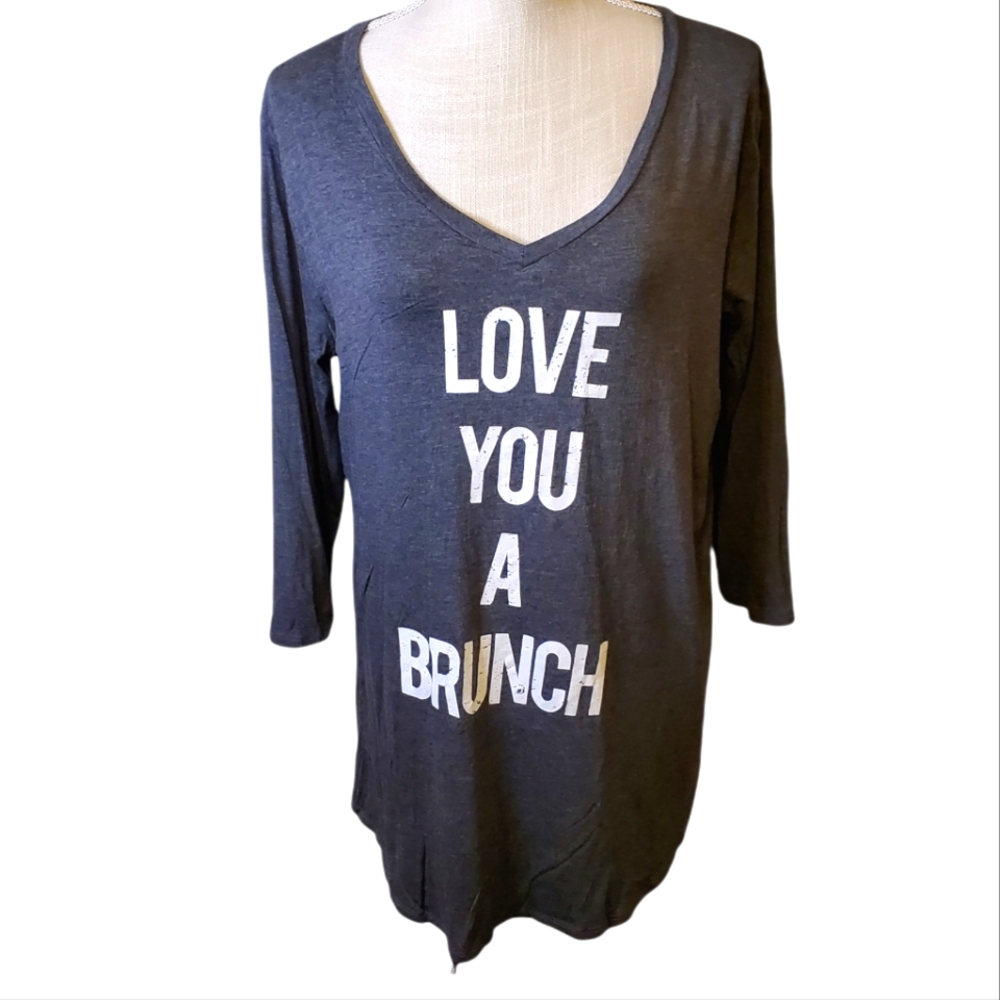 LIVE LOVE GAMEDAY | Women's dark-gray Love You A Brunch tunic shirt. Size large.